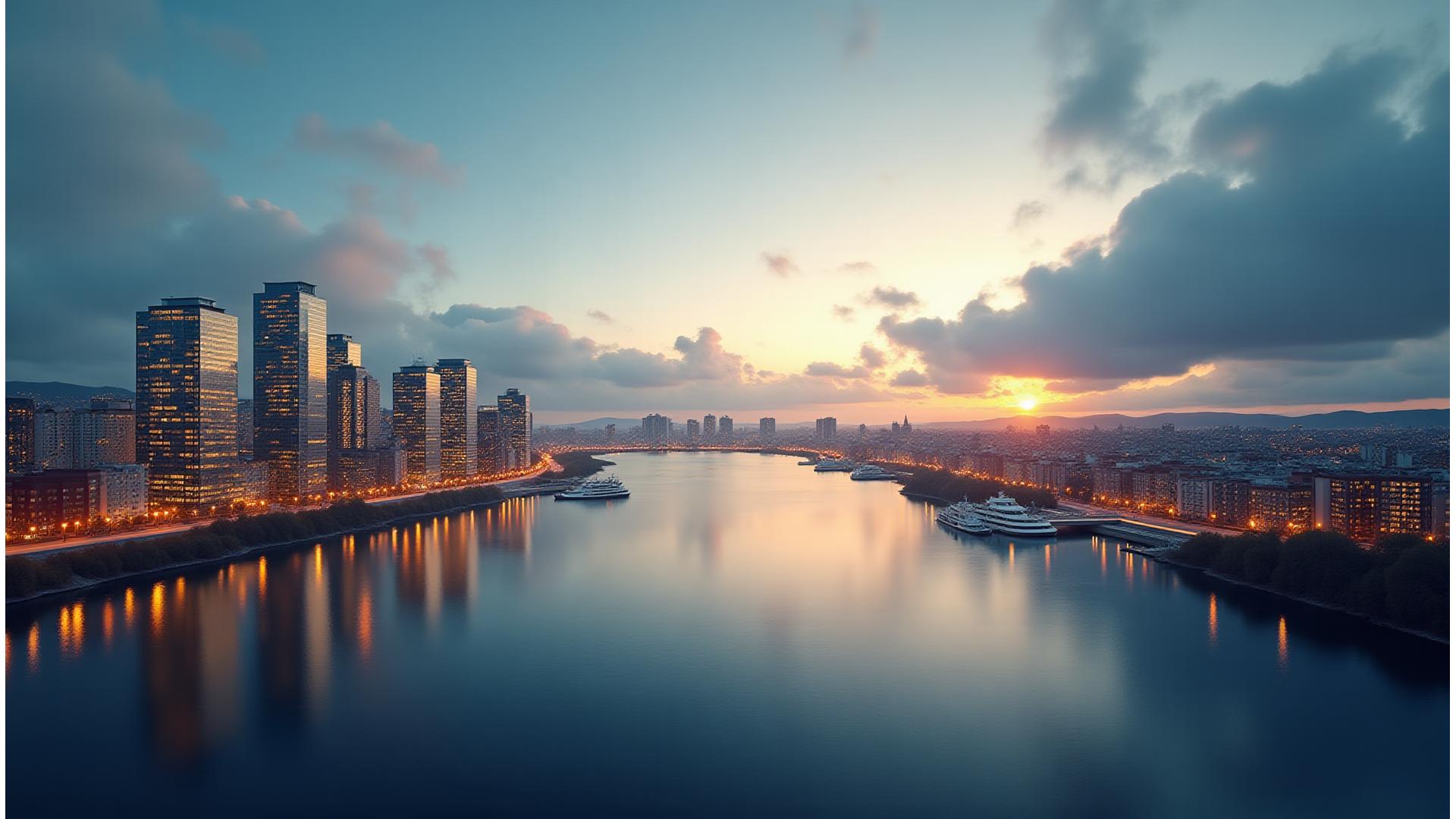 Oslo skyline ved solnedgang, symboliserer vekst og modernitet