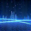 Futuristisk digital grensesnitt med finansielle data og AI-elementer, symboliserer teknologi